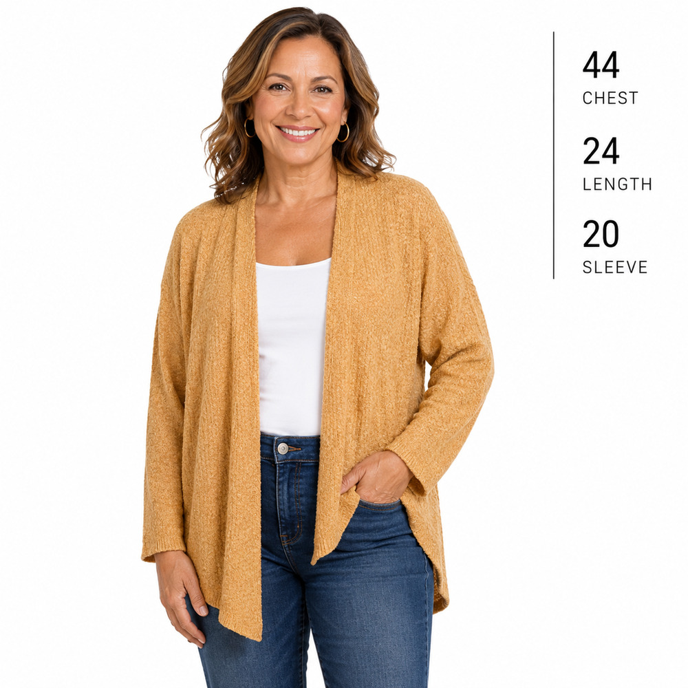 J Jill Petite Cotton Blend Open Cardigan Sweater Yellow Long Sleeve sz P M